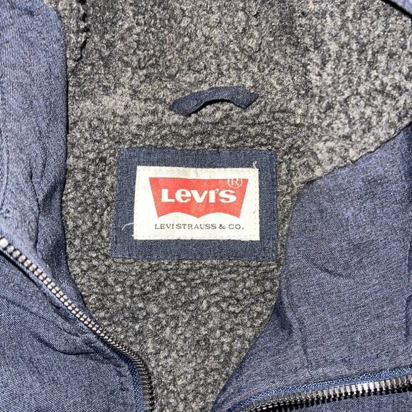 Levi's Mens Soft Shell Sherpa Lined Hooded Bomber Jacket Size Large Outdoors Y2K - Picture 3 of 5